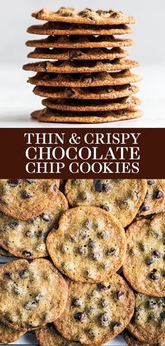 Crunchy Chocolate Chip Cookies, Crispy Chocolate Chip Cookies, Crispy Cookies, Crunchy Cookies, Chewy Chocolate Chip, Chewy Chocolate Chip Cookies, Chocolate Chip Recipes, Chips Recipe, Best Chocolate Chip Cookie