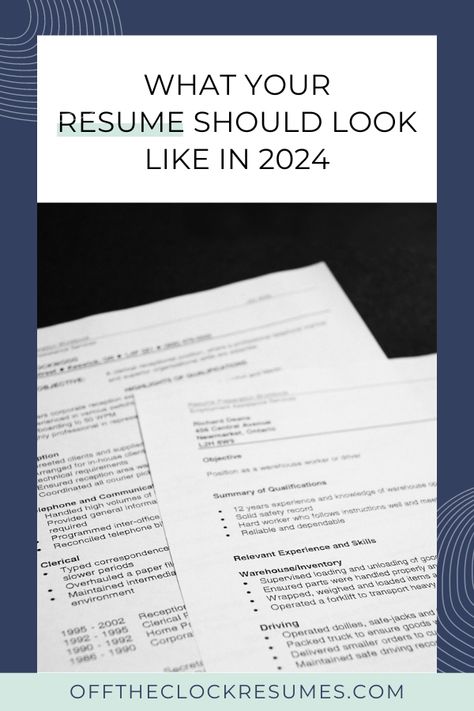 What Your Resume Should Look Like In 2024 – Off The Clock Resumes LLC Resume Tips 2024, Resume 2024, Resume Words Skills, College Application Resume, Resume Advice, Job Interview Preparation, Modern Resume Design, Resume References, Resume Guide