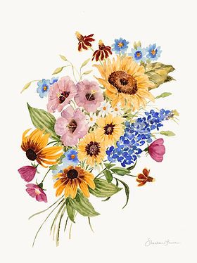 Botany Drawings, Wildflowers Bouquet, Flower Bouquet Painting, Floral Art Prints, Watercolor Tulips, Garden Watercolor, Watercolor Bouquet, Botanical Artwork, Wildflower Bouquet