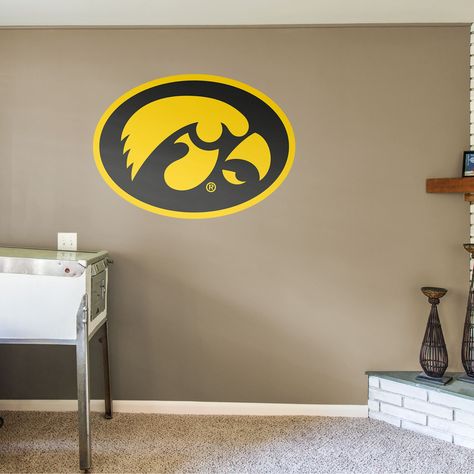 Iowa Hawkeye, Bedroom Game Room, Custom Wall Decals, Bedroom Game, Logo Wall, Removable Wall Decals, Iowa Hawkeyes, Locker Room, Removable Wall