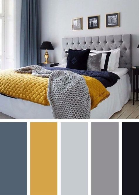 Blue, mustard, greys, Black....bedroom colours? Colorful Bedroom Design, Beautiful Bedroom Colors, Teenage Room Decor, Best Bedroom Colors, Gorgeous Bedrooms, Room Color Schemes, Bedroom Color Schemes, Architectural Drawing, Bedroom Paint Colors