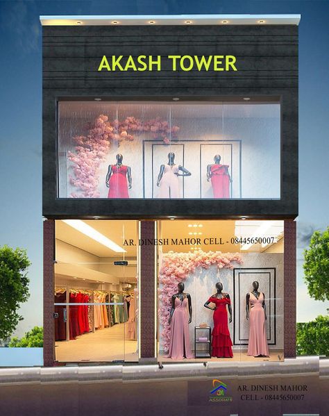 Cloth shop front design Clothing Store Entrance Design, Cloth Shop Exterior Design, Shop Bord Design Ideas, Showroom Front Design, Clothing Shop Exterior, Shop Front Design Indian, Boutique Exterior, Small Shop Design, Gift Shop Interiors