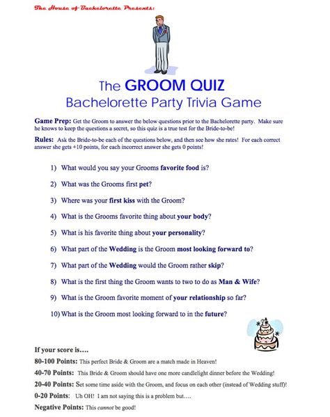 Pin for Later: 24 Free Bachelorette Party Printables Every Bride Will Love The Groom Quiz How well does the bride know her future hubby? This quiz will reveal (be sure to collect the groom's answers beforehand!). Bachelorette Party Quiz, Groom Questions, Bachelorette Sleepover, Interesting Facts About Yourself, Woman Hairstyles, Bachelor/bachelorette Party, Bachelorette Party Planning, Bachelorette Games, Bachelorette Party Games