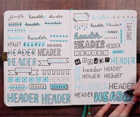 Header Ideas Bullet Journal, Bullet Journal Banners, Journal Headers, Header Ideas, Bullet Journal Headers, Note Ideas, Dot Grid Notebook, Drawing Activities, Organization Gifts