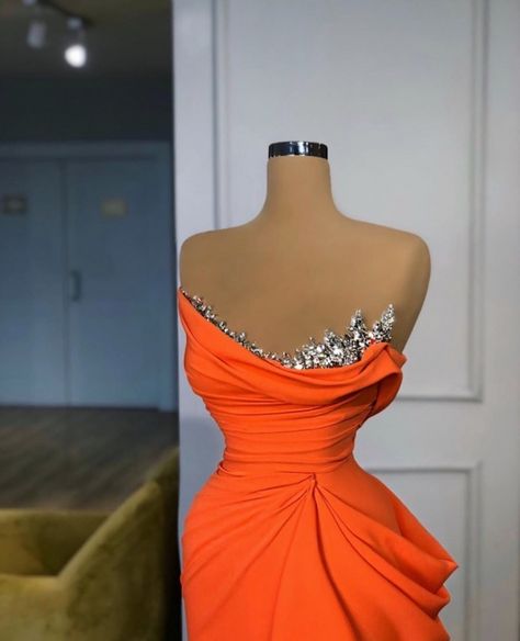 Orange Graduation Dress, Orange Mermaid Prom Dress, Orange Party Dress, Orange Party Dresses, Orange Party, Strapless Prom Dress, Mermaid Evening Gown, Dress Mermaid, Dress Orange