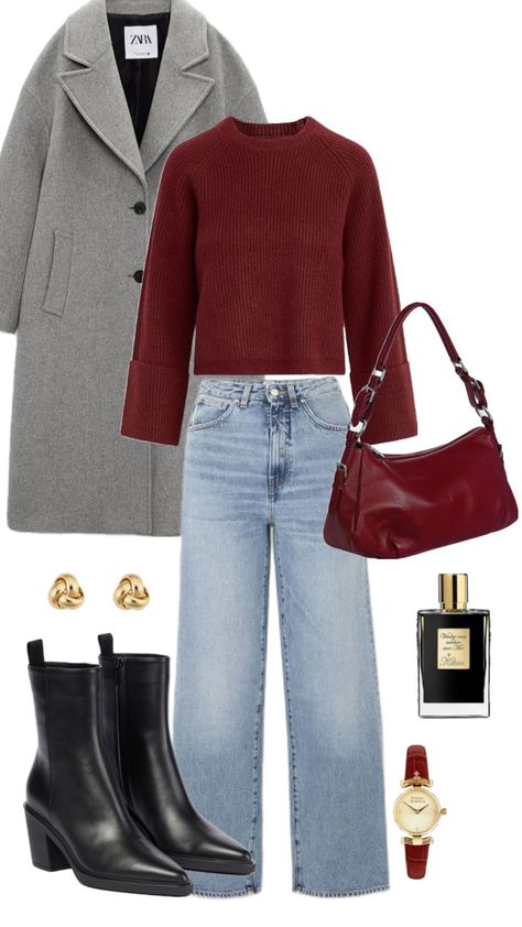 Outfit Pantalon Rojo, Burgundy Outfit, Casual Work Outfits Women, Scandinavian Fashion, Casual Chic Outfit, Casual Work Outfits, Autumn Outfit, Outfit Inspo Fall, Casual Style Outfits