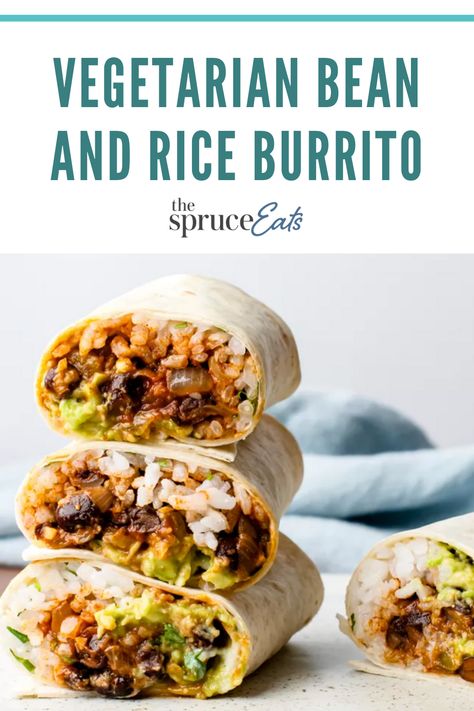 Bean And Rice Burrito, Vegetarian Burritos, Rice Burrito, Leftover Rice Recipes, Bean And Rice, Vegetarian Burrito, Vegan Bean, Bean Burritos, Wfpb Recipes