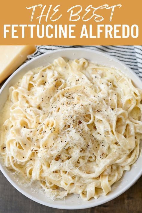 Fettucine alfredo recipe. This homemade alfredo sauce is made with simple ingredients — butter, parmesan cheese, garlic, heavy cream, and salt. It’s a 5-ingredient alfredo sauce that is beyond easy! 5 Ingredient Alfredo Sauce, Pioneer Woman Fettucini Alfredo Recipe, Best Ever Fettuccine Alfredo, Alfredo With Chicken Broth, Alfredo Sauce Recipe Crockpot, Alfredo Sauce With Ricotta Cheese, Garlic Fettucini Alfredo Recipe, Alfredo Sauce Recipe Without Cream Cheese, Fettucini Alfredo Recipe Crockpot