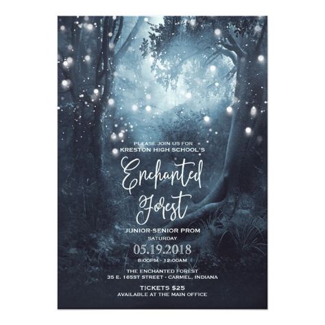 Forest Themed Prom, Prom Invitations, Enchanted Forest Prom, Enchanted Forest Fairy, Prom Invites, Forest Invitation, Prom Posters, Enchanted Forest Party, Enchanted Forest Theme