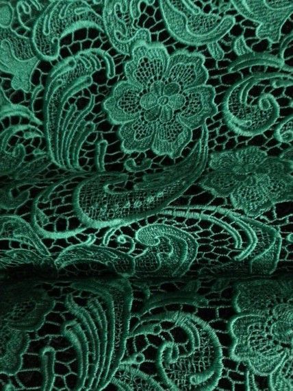 Emerald green Emerald Aesthetic, Green Lace Fabric, Cunning Folk, Color Esmeralda, Emerald Green Lace, Emerald Jewellery, Dark Green Aesthetic, Mean Green, Slytherin Aesthetic