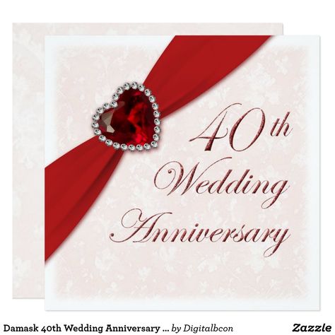 40th Wedding Anniversary Party Ideas, 40 Anniversary, Square Invitation, Watercolor Floral Invitation, Zazzle Christmas, Anniversary Party Invitations, Anniversary Invitation, 40th Anniversary Gifts, Ruby Wedding Anniversary