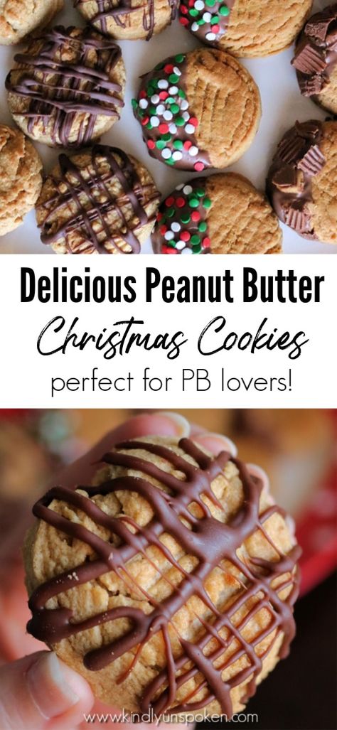 Easy Christmas Cookies Peanut Butter, Peanut Butter Cookies Christmas, Peanut Butter Xmas Cookies, Peanut Butter Christmas Desserts, Christmas Cookies With Peanut Butter, Holiday Peanut Butter Cookies, Christmas Desserts Peanut Butter, Christmas Cookies Recipes Peanut Butter, Peanut Butter Cookie Mix Ideas