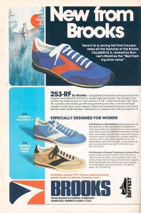 Vintage Sports Clothing, 90s Sneakers, Shoes Ads, Runner's World, Brooks Running Shoes, Brooks Running, Vintage Sneakers, Brooks Shoes, Vintage Advertisement