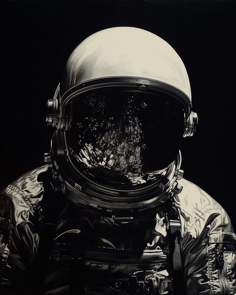 A black and white painting of an astronaut wearing a spacesuit and helmet, 

in the style of dark reflections.

#aiart #aiartcommunity #midjourney #visualart #storytelling #movies #videogames #aiartwork #digitalart #digitialartist #aiartist #visualartist #visualartwork #artworks Astronaught Helmet, Astronaut Aesthetic Art, Room Images, Astronaut Helmet, Bar Crawl, Black And White Painting, Drawing Stuff, Space Suit, Lemon Tree