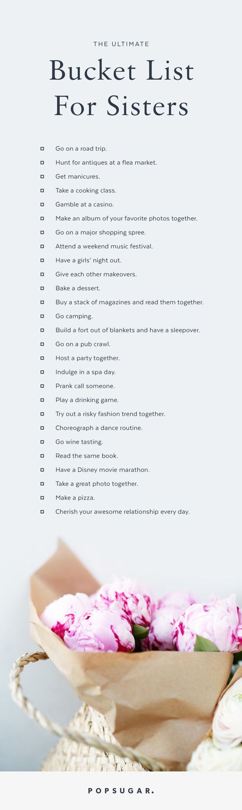 I think we have done just about all of these.. am I right?? Quotes Sister, Quotes Distance, Funny Boyfriend, Sisters Goals, The Bucket List, Ultimate Bucket List, Love My Sister, Sister Quotes, Bucket Lists