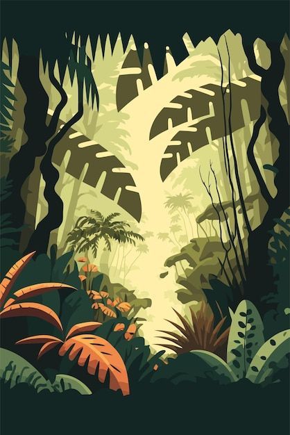 Tropical Pond, Jungle Drawing, Jungle Cartoon, Jungle Background, Jungle Mural, Jungle Tree, Jungle Scene, Jungle Illustration, 동화 삽화