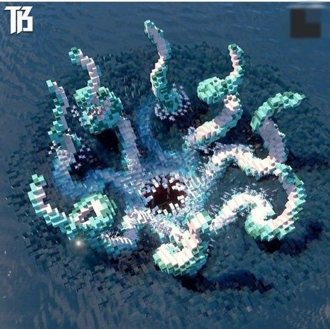 Minecraft Kraken, Minecraft Blimp, Ocean Monument Base Minecraft, Minecraft Statues Blueprints, Minecraft Underwater, Construction Minecraft, Minecraft Kingdom, Minecraft Statues, Minecraft Structures