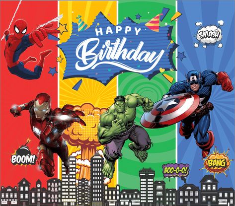 Avengers Boys Birthday Banner 8X7 Feet - Marvel Avengers Theme Happy Birthday Banners | Themes for Birthday Party | VenueLook Happy Birthday Marvel, Birthday Planning Checklist, Avengers Theme Birthday Party, Themes For Birthday, Avengers Theme Birthday, Avengers Birthday Party, Flex Banner Design, Avengers Theme, Birthday Party Planner