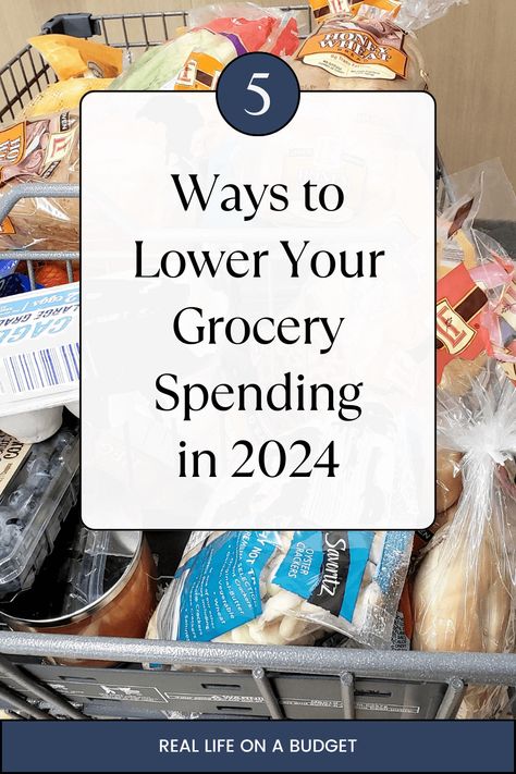 Lowering your grocery spending doesn't have to be complicated. Here's how my family is planning to lower grocery spending in 2024. Money Saving Grocery List, Spend Less On Groceries, Budgeting Groceries Family Of 4, Family Of 5 Grocery Budget, How To Budget Groceries, Cheap Food Prep, Grocery Budget For Four, Saving On Groceries, How To Save On Groceries