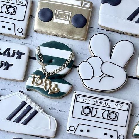 Joy Corts on Instagram: "✌🏻 legit ✌🏻 quit Inspo: @cakemockery . . . . . . . . #2legit2quitcookies #twolegittoquitcookies #twolegittoquit #2legit2quit #90scookies #hiphopcookies #adidascookies #shoecookies #peacecookies #boomboxcookies #birthdaycookies #90sbirthdayparty #sugarcookies #cookiesofinstagram #cookiesofig #sugarcookiesofinstagram #decoratedcookies #cookiedecorating #cookiedecorator #royalicing #royalicingcookies #cookier #cookieart #edibleart #michiganmade #michiganbaker #michigancoo Two Legit To Quit Birthday Cookies, Hip Hop Cookies, Shoe Cookies, Music Cookies, Mouse A Cookie, 90's Birthday Party, Baby Cookies, Birthday Idea, Cookies Decorated