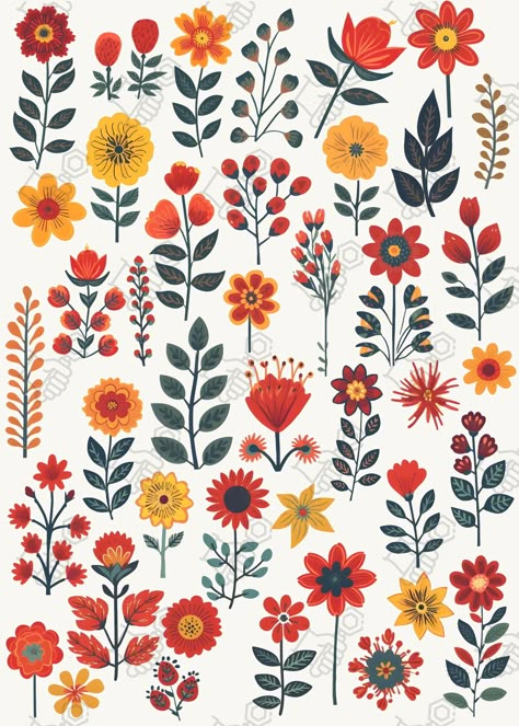 Scandinavian Folk Flowers, Scandinavian Folk Art Flowers, Folk Botanical Graphic Design, Scandinavian Florals, Folk Botanical, Veranda Cafe, Scandinavian Illustration, Scandinavian Flowers, Compass Rose Tattoo