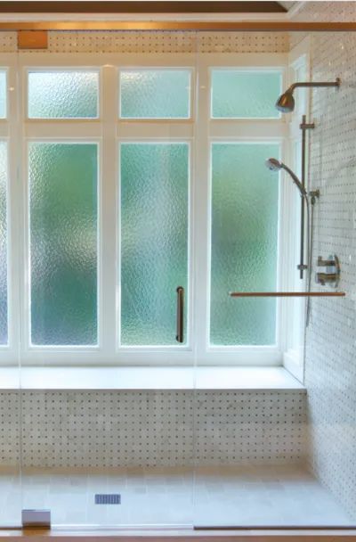 31 Shower Window Design Ideas - | Sebring Design Build Shower Windows Ideas, Bathroom Windows In Shower, Large Window Coverings, Window Design Ideas, Shower Window, Small Bathroom Window, Window Remodel, Bath Window, Glass Block Windows