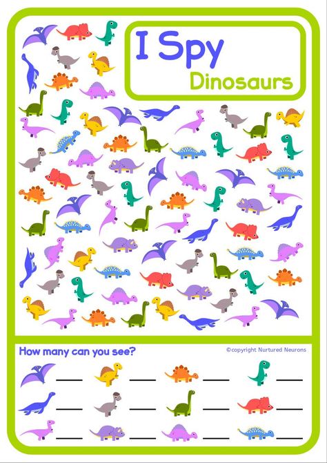 Dinosaur Worksheets, Number Formation, Early Reading Skills, Dinosaur Printables, I Spy Games, Counting Games, Semester 2, Dinosaur Activities, Pediatric Therapy