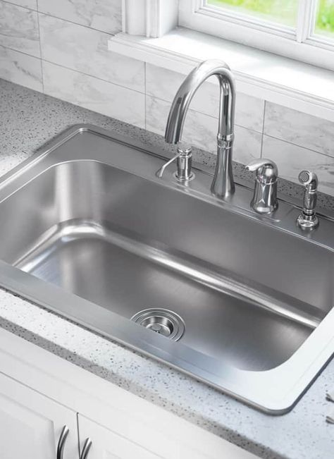 9 Best Kitchen Sink Materials: Pros & Cons Best Kitchen Sinks, Top Mount Kitchen Sink, Drop In Kitchen Sink, Jungle Juice, Single Bowl Sink, Steel Kitchen Sink, Single Bowl Kitchen Sink, Ideas Hogar, Farmhouse Sink Kitchen