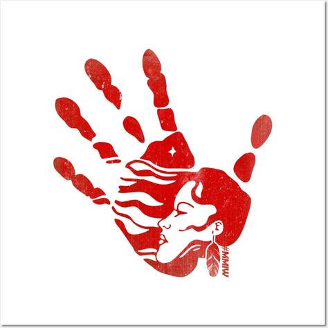 Red Hand #MMIW by testeemoney-artshop Mmiw Red Hand Tattoo, Circle Of Women Art, Mmiw Tattoos For Women, American Indian Artwork Native Art, Native Art Tattoo, Indigenous Women Art, Indigenous Drawing, Mmiw Art, Native American Feather Art