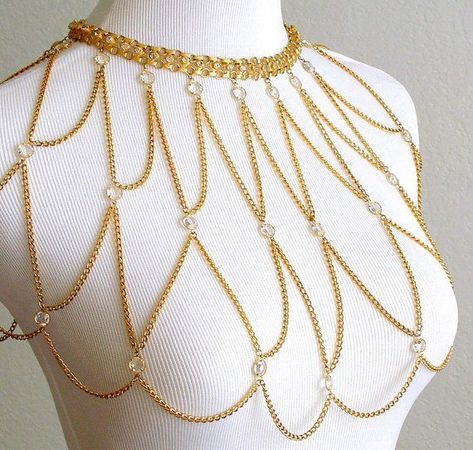 Body Chain Necklace, Simpul Makrame, Body Necklace Chain, Body Necklace, Shoulder Jewelry, Shoulder Necklace, Dress 2016, Shoulder Chain, Body Chain Jewelry