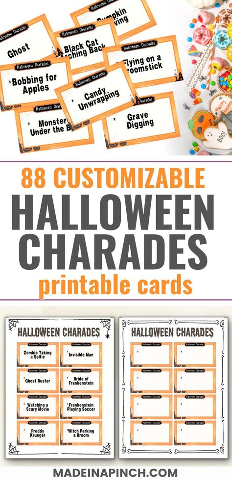 Halloween charades are a fantastic way to bring some spooky excitement to your next Halloween party or gathering! This fun printable activity combines the proven entertainment value of a classic charades game with irresistible Halloween appeal. Grab your Halloween charades cards today and start making unforgettable memories! Halloween Charades, Family Meals Kid Friendly, Kids Saving Money, Charades Cards, Halloween Activities Preschool, Charades Game, Halloween Class Party, Family Resources, Family Party Games