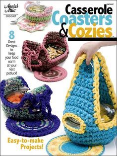 crochet Carrier Pattern, Hook Crochet, Casserole Carrier, Cozy Crochet Patterns, Crochet Cozy, Crochet Kitchen, Crochet For Home, Crochet Coasters, Crochet Basket