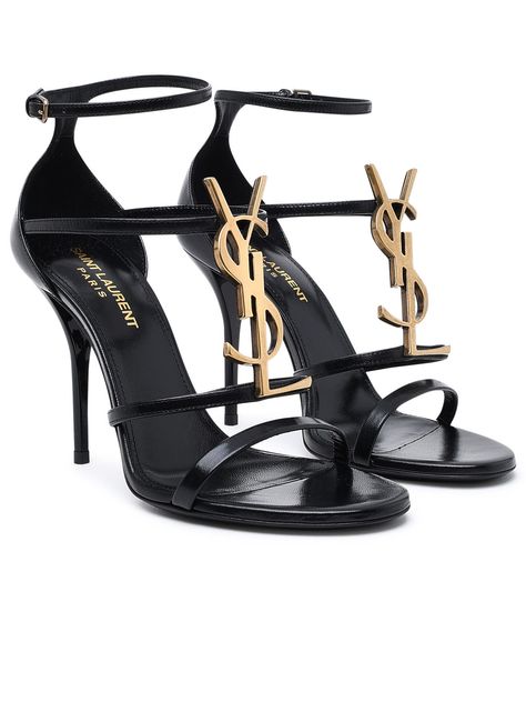 100% Calf Interior: 100% Leather Sole: 100% Leather Trending Heels, Heels Aesthetic, Ysl Heels, Ysl Shoes, Wedding Shoes Heels, Gold Heels, Sneaker Wedge, Manolo Blahnik, Black Heels