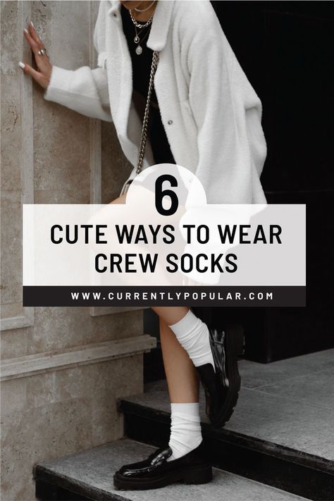 Check out 6 cute ways to style crew socks and elevate your everyday outfits! From jeans to skirts, these versatile socks add a pop of fun and comfort. Featuring my hand-designed collection with cute prints, seamless toes, and extra cushioning, these socks are perfect for every mood and look. Get ready to see how these cute crew socks can be your new style BFF! How To Wear Socks With Sneakers, Crew Socks Outfit Leggings, Shoes With Socks Outfit, Crew Socks With Sneakers, Socks With Sneakers Outfit, Heels With Socks Outfit, Slouch Socks Outfit, Outfits With Socks, Ankle Socks Outfit