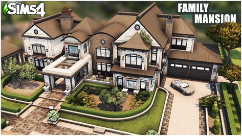 Sims 4 Family Mansion, Sims 4 Family Home, Sims 3 Houses Ideas, Sims 4 Penthouse, Family Mansion, Old Money House, Luxurious Mansion, Mansion Exterior, Sims 4 Family