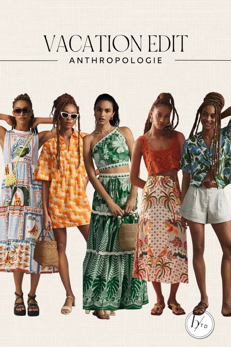 Farm Rio Aesthetic, Farm Rio Outfit, Vacation Mood Board, Tropical Outfits, Chic Resort Wear, Bright Outfits, Vacay Outfits, Resort Fashion, Vacation Vibes