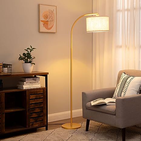 A graceful visual addition to your room aesthetic by the sophisticated touch of this floor lamp; with elegant Velcro lampshade and arc lamp pole, the modern floor lamp creates a soft and natural ambience for your sofa beside, reading corner, lounge, bedroom, sitting room, ect. Stand Lamps Living Room, Simple Neutral Decor, Floor Lamps Aesthetic, Long Lamps Bedrooms, Neutral Living Room Floor Lamp, Standing Lamp Aesthetic, Bedroom Standing Lamp, Floor Lamp Aesthetic, Lamp Stand Ideas