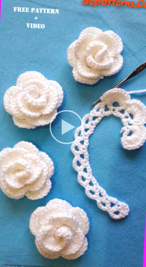 ** Cute paper craft -puffy flower ideas- free tutorial!! Vestidos Bebe Crochet, Crochet Rose Pattern, Rose Flower Pattern, Crochet Stitches Guide, Crochet Flowers Free Pattern, Crochet Braid Styles, Bracelet Craft Diy, Start Knitting, Crochet Stitches Video