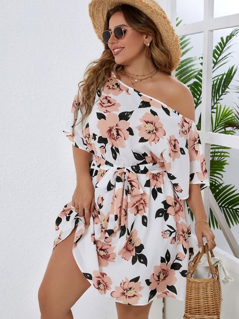 White Boho  Half Sleeve Polyester Floral,All Over Print A Line Embellished Non-Stretch Summer Plus Size Dresses Plus Size Bahamas Outfits, Summer Baddie Outfits Casual Plus Size, Cabo San Lucas Outfits Plus Size, Summer Outfits Plus Size Beach, Chic Summer Outfits Curvy, Summer Dresses For Plus Size Women, Size 16 Women Outfits Summer, Beach Outfit For Plus Size Women, Vegas Outfit Ideas Summer Plus Size