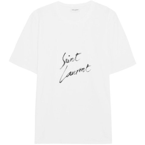 Saint Laurent Printed cotton-jersey T-shirt ($290) ❤ liked on Polyvore featuring tops, t-shirts, shirts, tees, blusas, logo t shirts, cotton jersey t shirt, yves saint laurent tee, relaxed fit tee and white shirt Saint Laurent T Shirt, Silk Wedding Dress Simple, Saint Laurent Aesthetic, Polaroid Shirt, Yves Saint Laurent Shirt, Blusas T Shirts, Logo T Shirts, Normal Clothes, Aesthetic Shirts