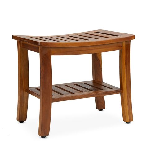 Red Barrel Studio® Elfete 21'' W Teak Shower Bench & Reviews | Wayfair Bathroom Bench Ideas, Teak Shower Stool, Wood Shower Bench, Shower Benches, Bathroom Seat, Teak Shower Bench, Shower Stool, Seat Bench, Health Spa