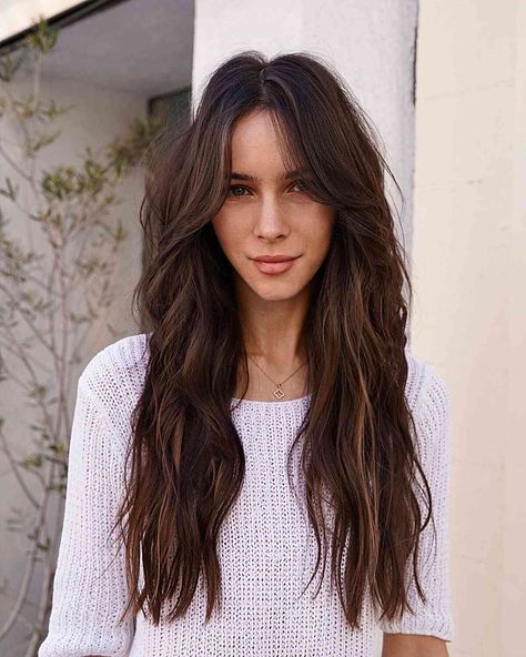 Long Messy Layers Haircut, Long Haircuts For Fine Wavy Hair, Long Layers With Choppy Bangs, No Style Haircut Long Hairstyles, Long Hair Internal Layers, Women’s Haircut Long Hair, Boho Hair Cuts Long, Choppy Textured Layers Long Hair, Long Shag For Thinning Hair