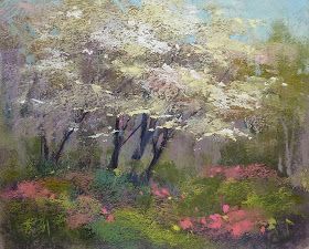 Painting My World: Painting a Dogwood Tree in Three Easy Steps Dogwood Tree Painting, Dogwood Painting, Dogwood Tree, Chalk Pastel, Pastel Sec, Dogwood Trees, Pastel Landscape, Spring Tree, Original Pastel