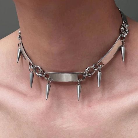 Titanium Steel Rivet Choker For Man Woman Punk Metal Collar Necklace Luxury Hip Hop Jewelry Street Metal Collar, Necklace Luxury, Unisex Accessories, Hip Hop Jewelry, Collar Necklace, Choker, Hip Hop, Necklaces, Collar