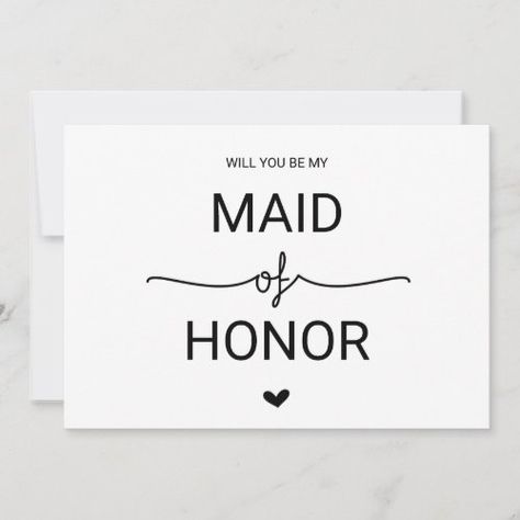 Love Hearts Will You Be My Maid of Honor for $2.92 - Bridesmaid Card Heart Calligraphy, Maid Of Honor Invitation, Romantic Minimalist, Maid Of Honor Card, Heart Wedding Invitations, Be My Maid Of Honor, Maid Of Honor Proposal, Bridesmaid Card, The Maid