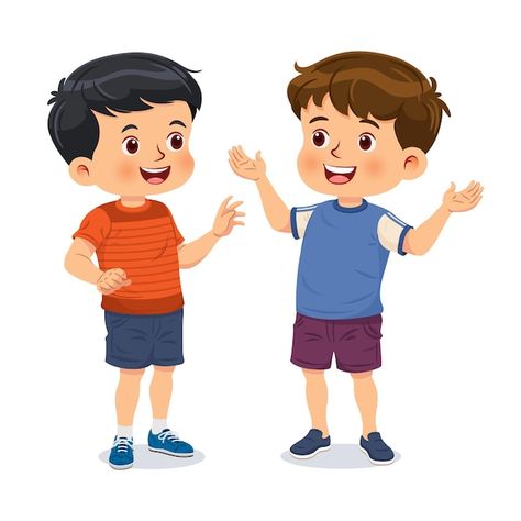 Two little boys have fun talking togethe... | Premium Vector #Freepik #vector #kids-talk #kids #cute-kids #kids-cartoon Children Cartoon Images, Friend Group Of 4, Talking Animation, Cartoon Talking, Children Talking, Person Talking, Talk Boy, गणेश वॉलपेपर, Kids Animation