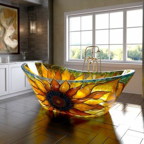 Vishma Maharaj, فن الرسم بالمسامير, Sunflower Room, Weird Furniture, Sunflower Home Decor, Fantasy Furniture, Fantasy Decor, Bathroom Design Decor, Dream House Rooms