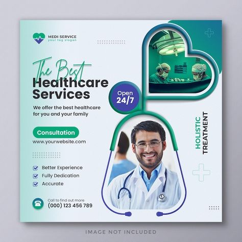 Creative Medical Social Media Design, Medical Creative Ads Design, Medical Poster Design Ideas Creative, Hospital Advertising Design, Pharmacy Flyer Design, Doctor Ads Creative, Health Care Social Media Post, Health Social Media Design, Hospital Logo Design Creative