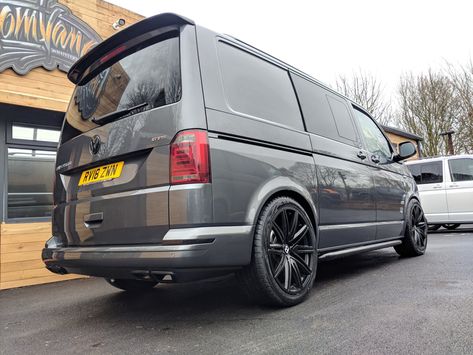 Custom VW T6 Transporter Raceline GT in Indium Grey Chevy Van, Vw T6, Volkswagen Transporter, Vw T5, Vw Transporter, Vw Camper, Cute Cars, Vw Bus, Bespoke Design