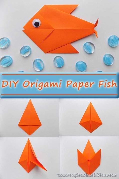 Origami Paper Fish in 9 steps. See the full tutorial on the website! Origami Fish Easy, Fish Paper Craft, Origami Techniques, Paper Fish, Vbs 2023, Origami Fish, Origami Patterns, Spring Craft, Easy Paper Crafts Diy